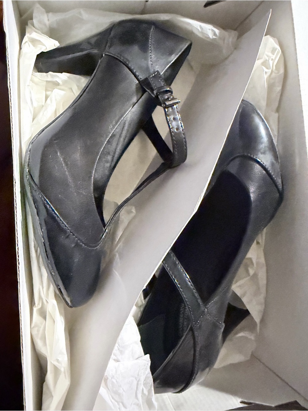 Box says size 6.5. Giani Bernini Black Mary Jane Strap Heels